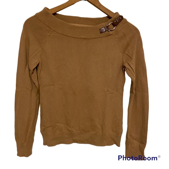 Lauren Ralph Lauren Sweaters - Ralph Lauren 100% Cotton Camel Tan Lightweight Sweater w/ Buckle size Medium